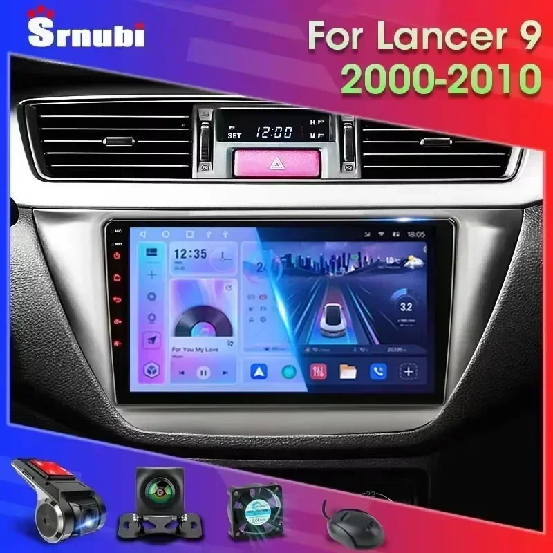 For Mitsubishi Lancer 9 CS 2000-2010 Android 12 Car Radio Multimedia Video Player 2Din GPS Carplay DVD Head Unit Stereo Speakers