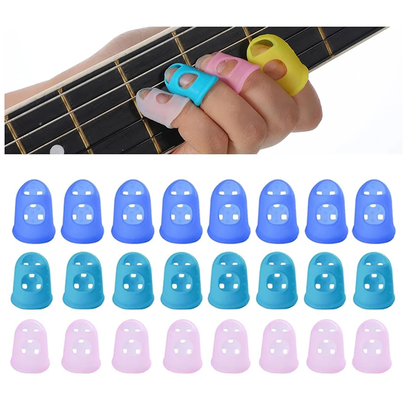 5pcs/set Guitar Fingertip Set Guitar Protector Finger Silicone Fingertip Caps for Strings Instrument Beginner Thumb Hoder TMZ