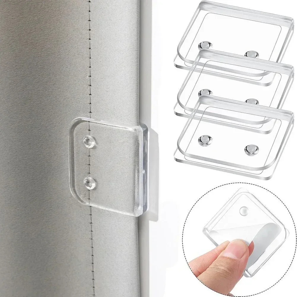 4/1Pcs Shower Curtain Clips Windproof Self--adhesive Shower Curtain Clips Toilet Curtain Rings Clip Holder Bathroom Accessories