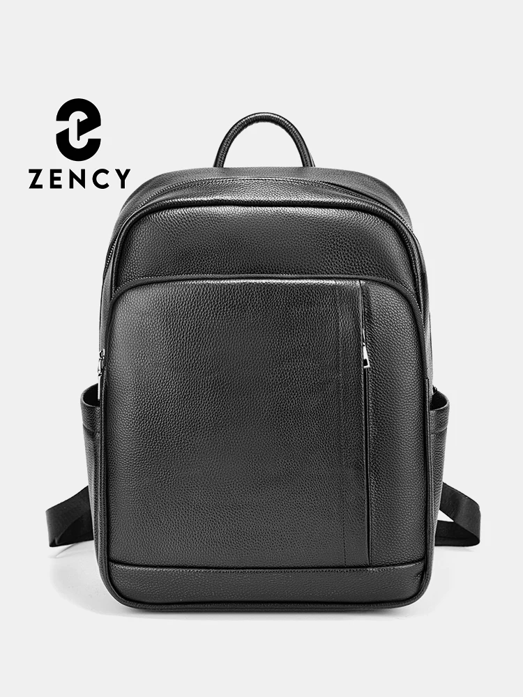 Zency Genuine Leather Women Backpack Multi-pocket 15inch Laptop Large Rucksack Travel Business Bag Pack
