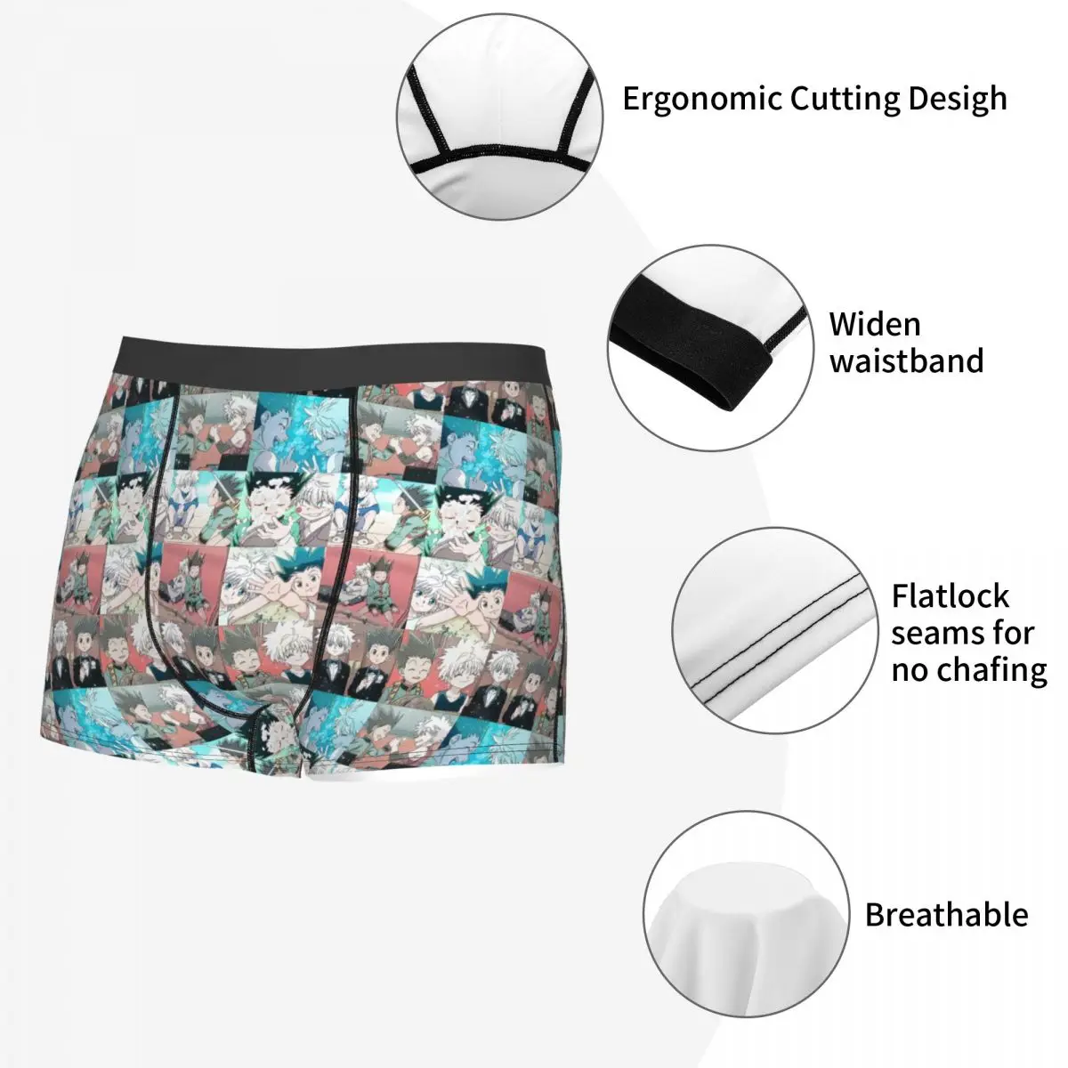 Boxer caleçon Gon et Killua HXH Hunter x Hunter culotte hommes sous-vêtements respirants pour Homme Homme petit ami cadeaux