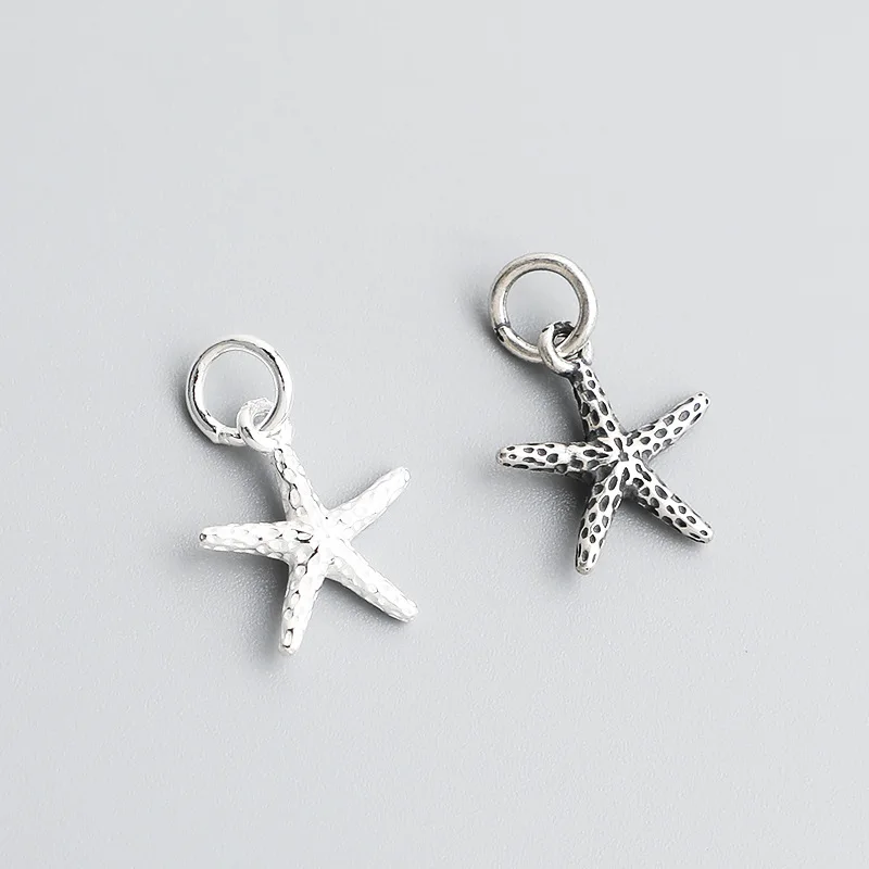 1pc 925 Sterling Silver Nautical Starfish Necklace Charms 14x12mm Bangles Bracelets Silver Jewelry Charms DIY Fancy Ornaments