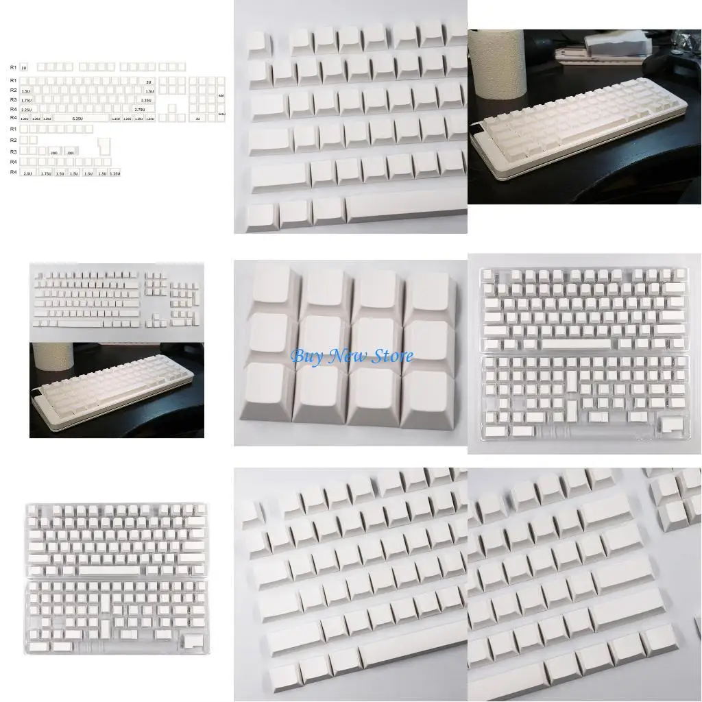 

20ce Cherryprofile Blank Keycaps Минималистский белый механический клавиш заменяет замены