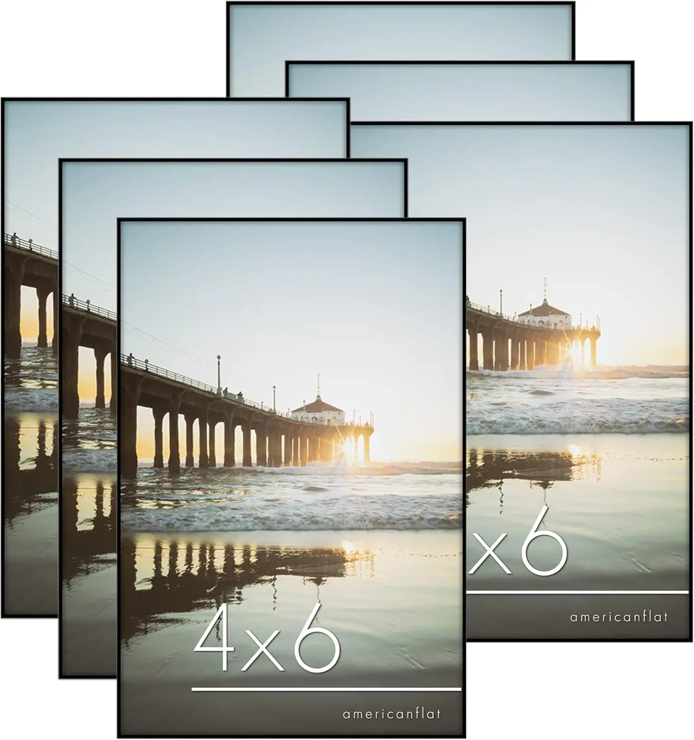 

Front Loading 4X6 Picture Frame With Shatter-Resistant Glass - Set Of 6 - Metropolitan Collection - P Frame For Tabletop And