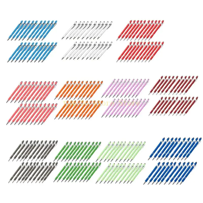 

20Pcs Retractable Metal Ballpoint Pen with Touching Screen Tip Pen Metal Pen Clip 1.0MM Tip Write Smoohtly for Office