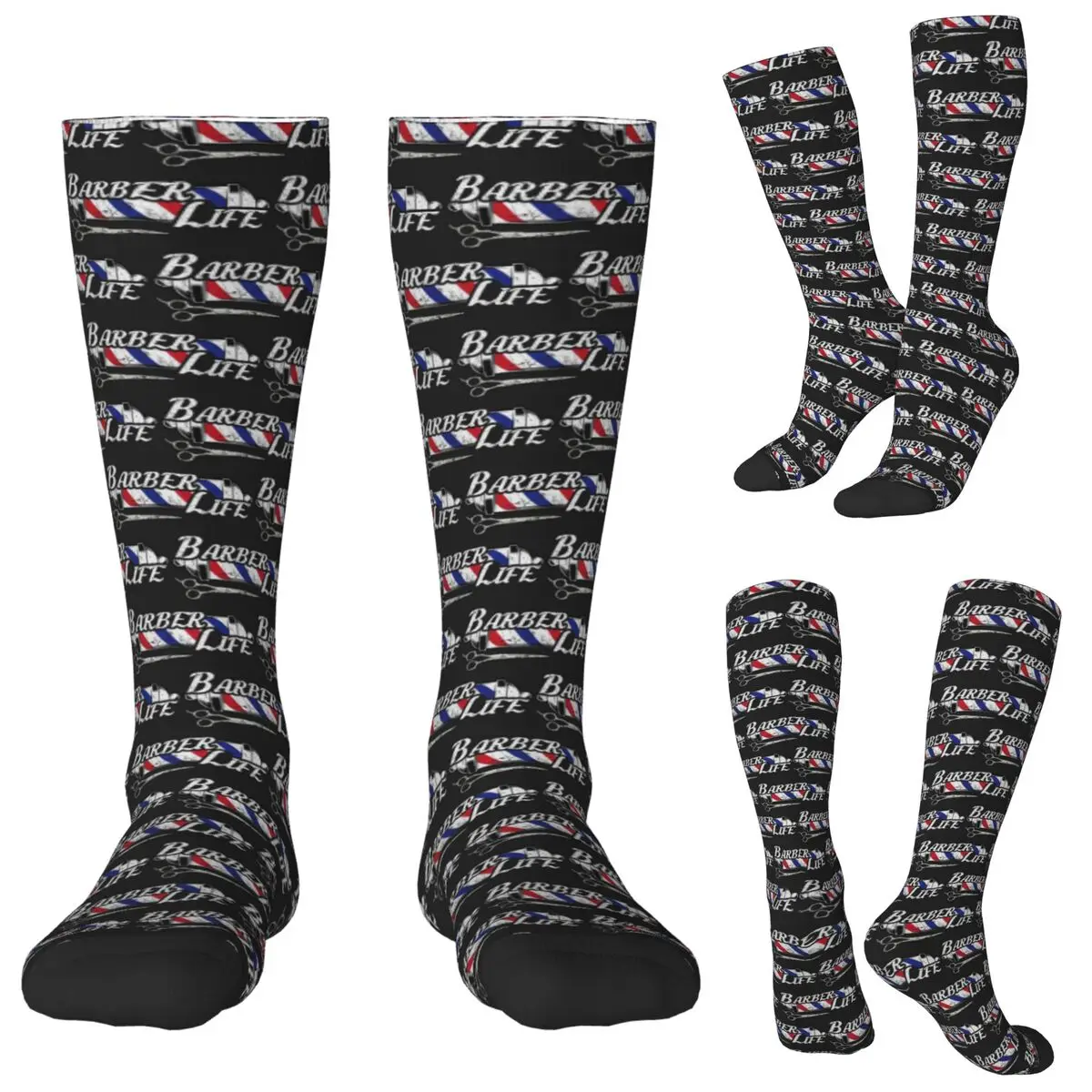 Barber Shop Sign Entrance Socks Harajuku Stockings All Season Long Socks Accessories for Man Woman Gifts