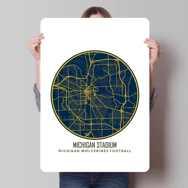 Мичиган Росомахи плакат карта металлические вывески фотографии предметы украшения стены на заказ жестяные таблички для настенного художественного украшения кофе-бара