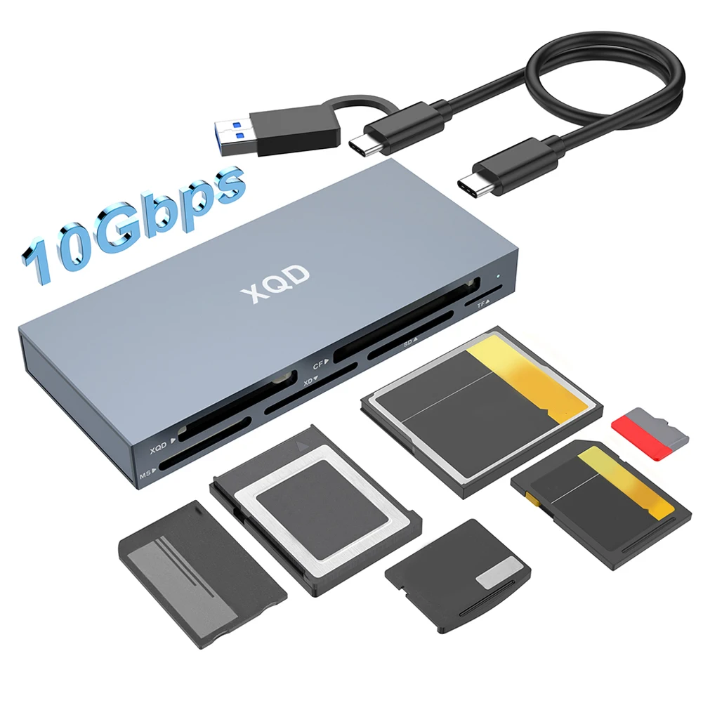 

Устройство чтения карт памяти 6 в 1, 10 Гбит/с, XQD/SD/TF/MS/XD/CF, устройство чтения карт «все в одном», адаптер для карт памяти для ПК, аксессуары для ноутбуков