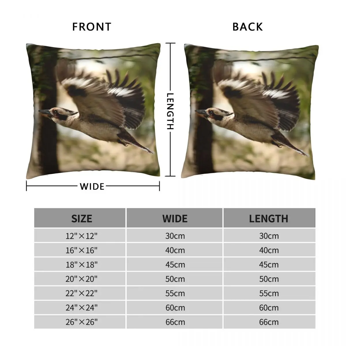 Kookaburra Dacelo Novaeguineae Square Pillowcase Polyester Linen Velvet Printed Zip Decor Sofa Seater Cushion Cover