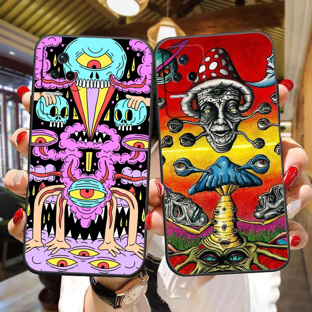 Colourful Psychedelic Trippy Art Phone Case For Redmi K60 K40 K30 13C 12 12C 10 10C 9 9T 9C 9A 8 8A 7A 6A A2 A1 ULTRA PLUS Case