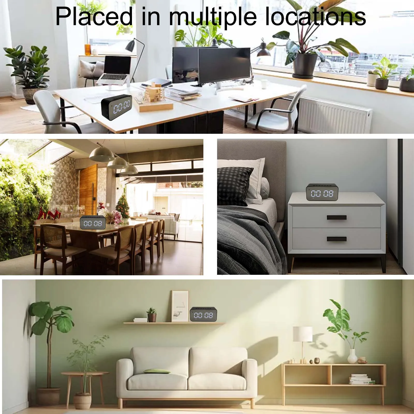 Smart Clock Camera with Temperature/Humidity Sensor, 4K WiFi, Motion Detection, Recording, Remote Viewing – Home Health Monitor