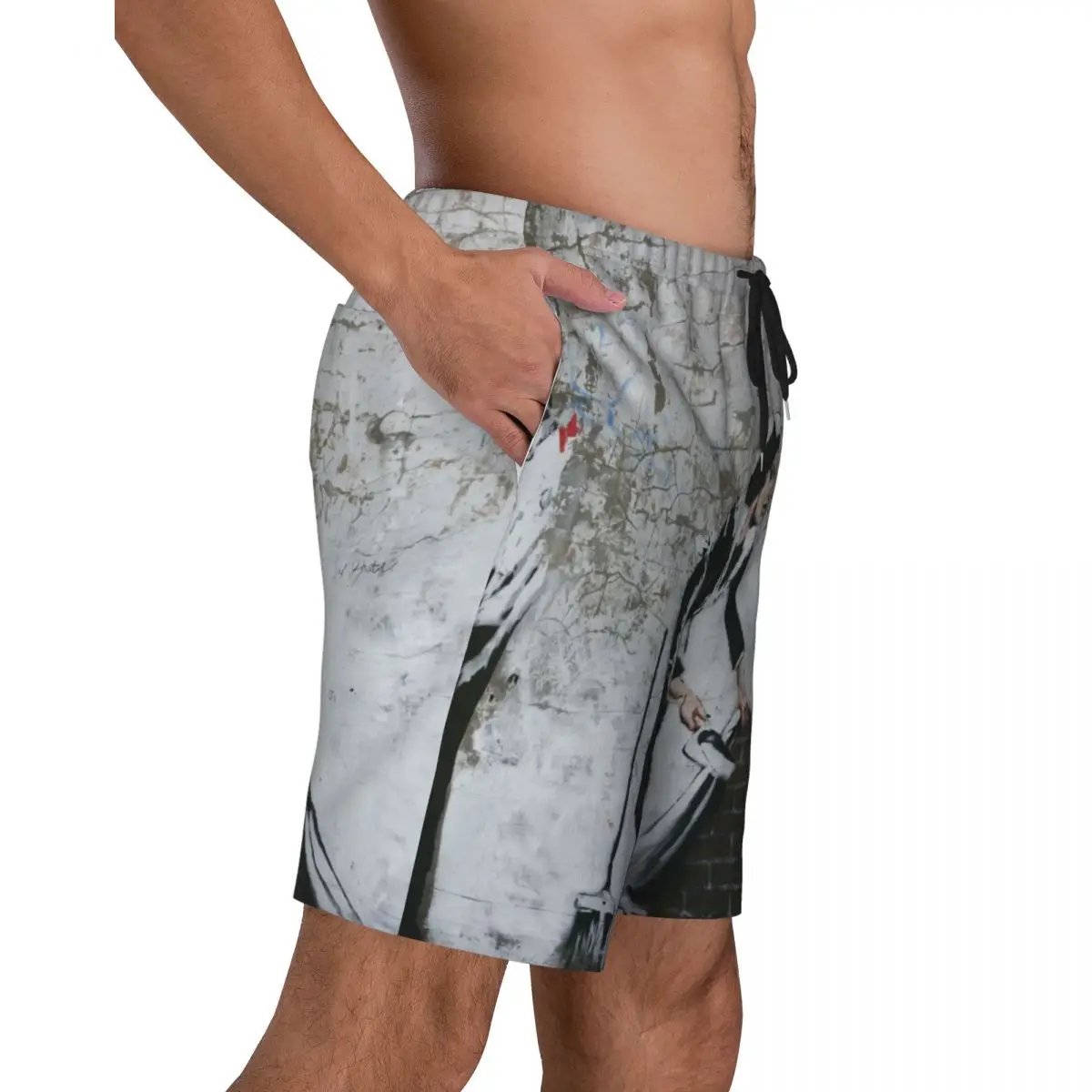 Custom Sweep It Under The Carpet costume da bagno Mens Quick Dry Board Shorts Banksy Street Pop Art costumi da bagno abiti Boardshorts