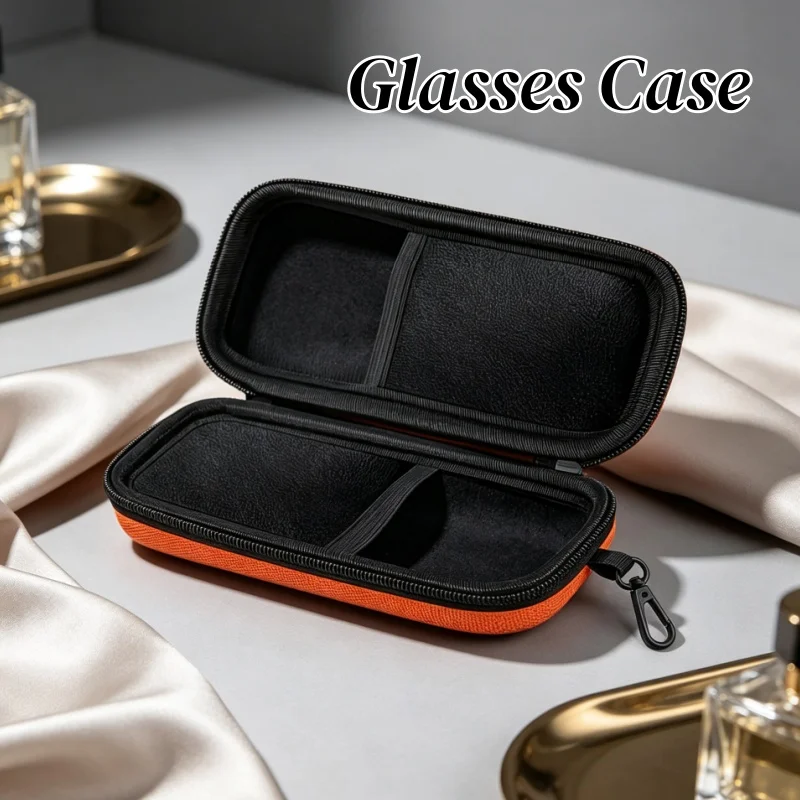 Durable Hard Shell Sunglasses Storage Box Dual Compartment Shock‑Proof Zipper Eyeglass Case for Travel Daily Outdoor Activities