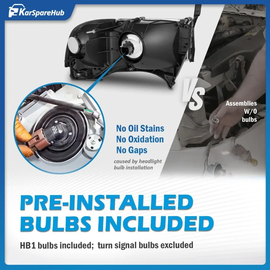 مجموعة المصابيح الأمامية لـ 1994-2001 دودج رام 1500 2500 3500 بيك اب، لـ 94-02 رام 2500 3500 مع علامة إشارة الانعطاف لوقوف السيارات الزاوية