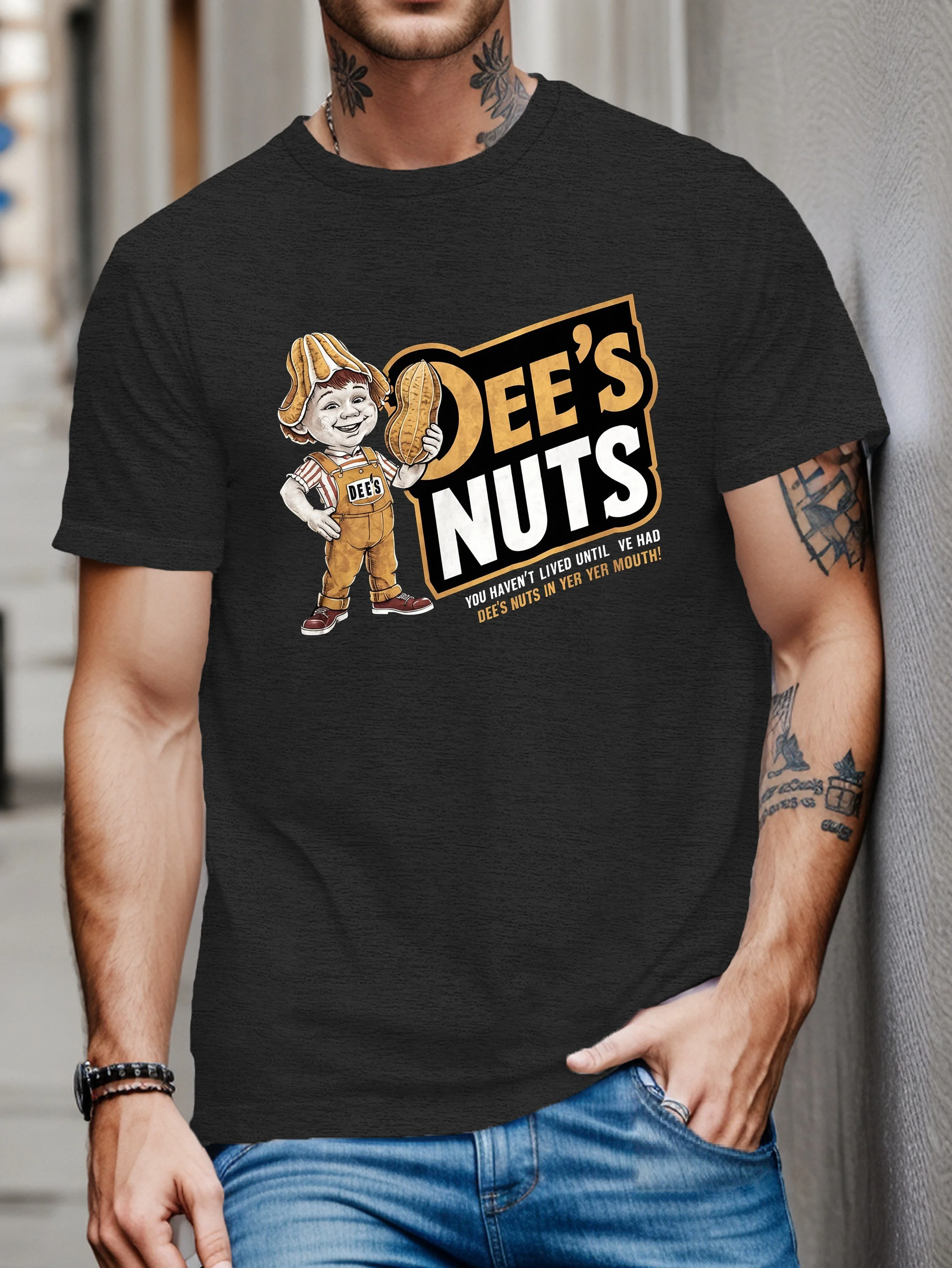 

Мужская летняя футболка больших размеров с талисманом Peanut Dee S Nuts, футболки с короткими рукавами и графическим принтом, трендовые повседневные топы для повседневной жизни
