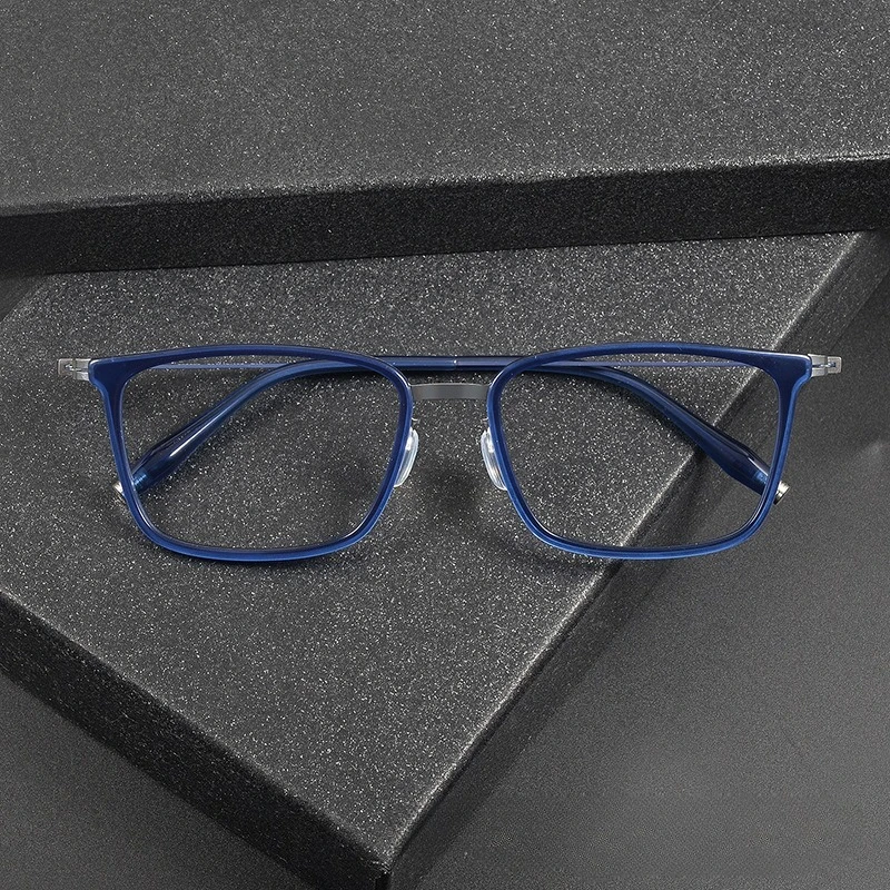 إطار نظارات مربع ياباني من التيتانيوم بدون مسامير 202502 قصر النظر للرجال مصمم خلات وصفة طبية للنساء نظارات حجب زرقاء