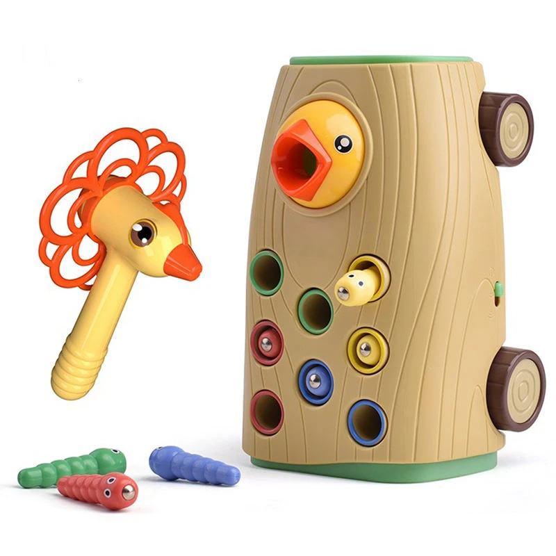 Kids Multifunctional Educational Hammer Music Woodpecker Insect Catching Game Toys