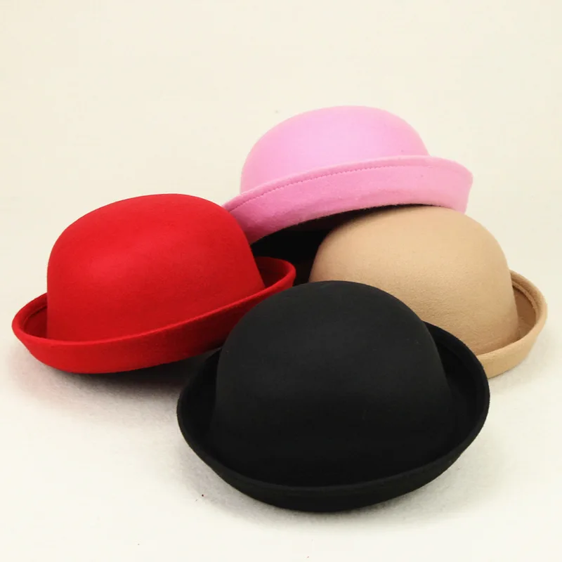 Korean-style versatile dome small hat imitation cashmere hat wool felt small round hat
