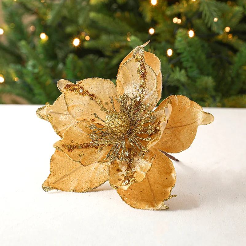 12 Fiori Natalizi Bianco Argento Con Clip E Stelo - Decorazioni Per Albero, Matrimonio E Capodanno: Il Tuo Natale Brillerà Di Luce Propria!