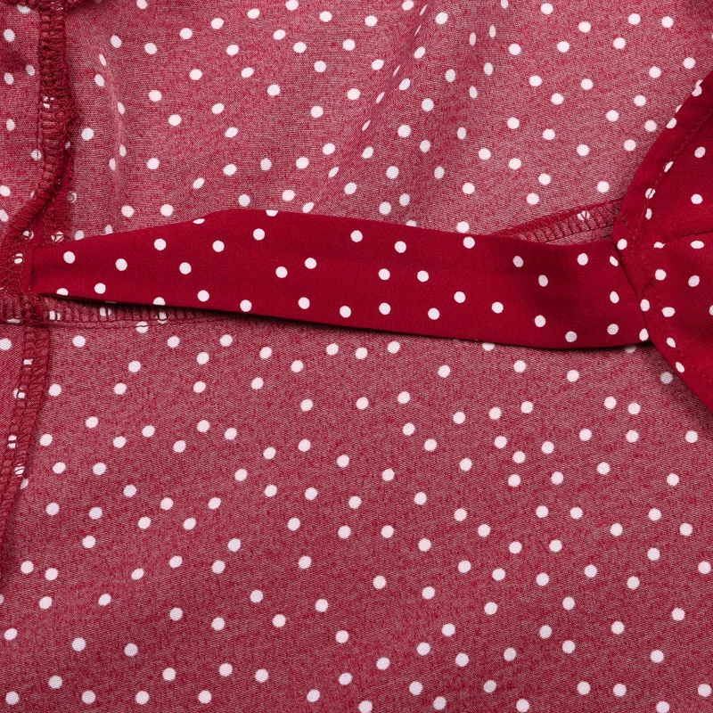 جديد الأسرة مطابقة فساتين النساء الفتيات البولكا نقطة طباعة فستان قصير مثير الخامس الرقبة الكشكشة مع حزام ربط الأم وأنا الملابس