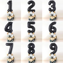 Chrome Gold Silver Black Number Foil Column Balloons Happy Birthday Party Decorations Kids Boy Girl 1 2 3 4 5 6 7 8 9 Year Old