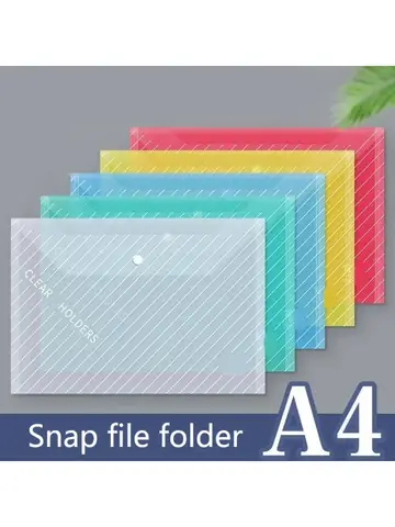 10pcs A4 File Bag Transparent Plastic Thickened Large-capacity Waterproof Snap-on Type Test Paper Storage Bag for Archives