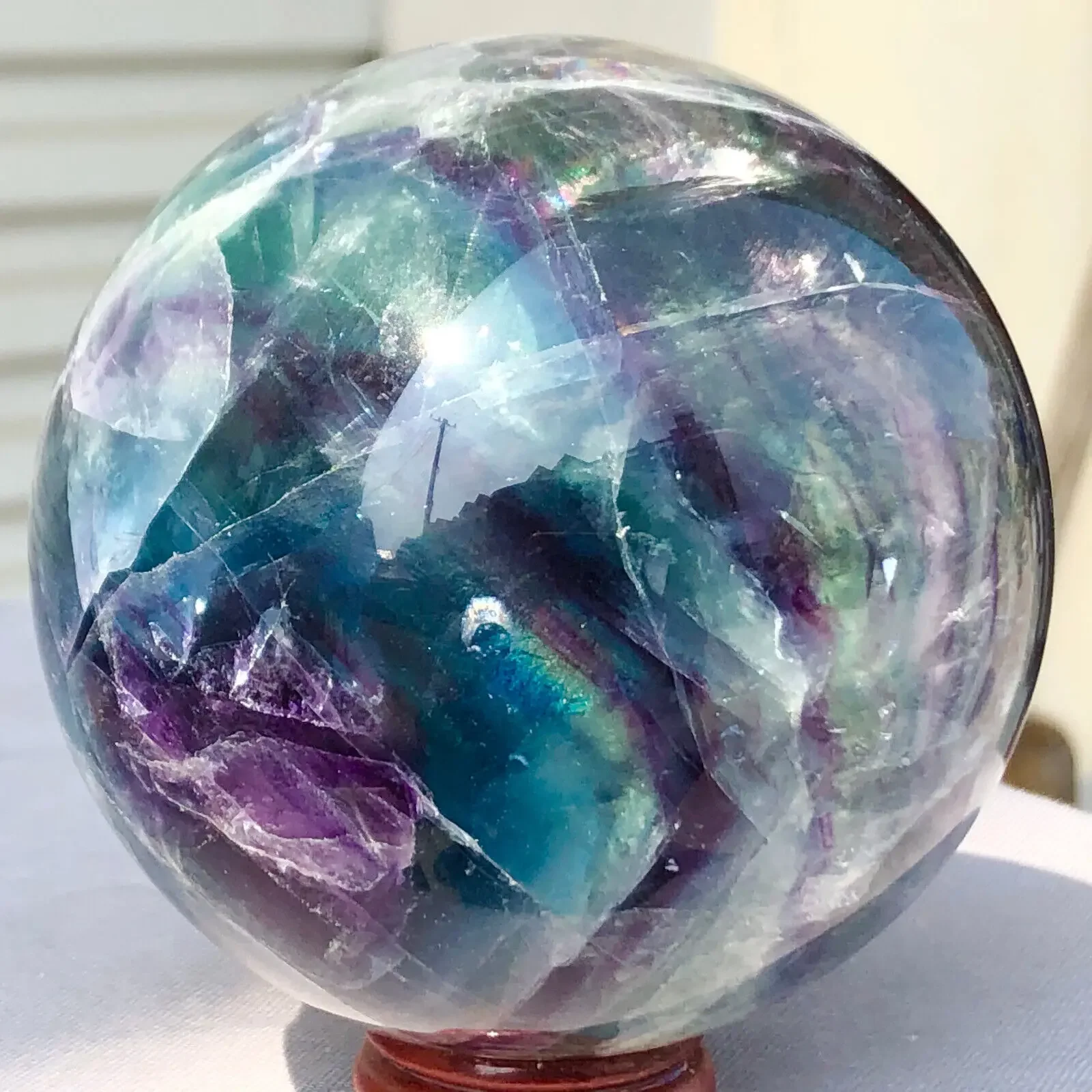 

Beautiful Natural Fluorite Crystal Ball Natural Crystal Energy Sphere