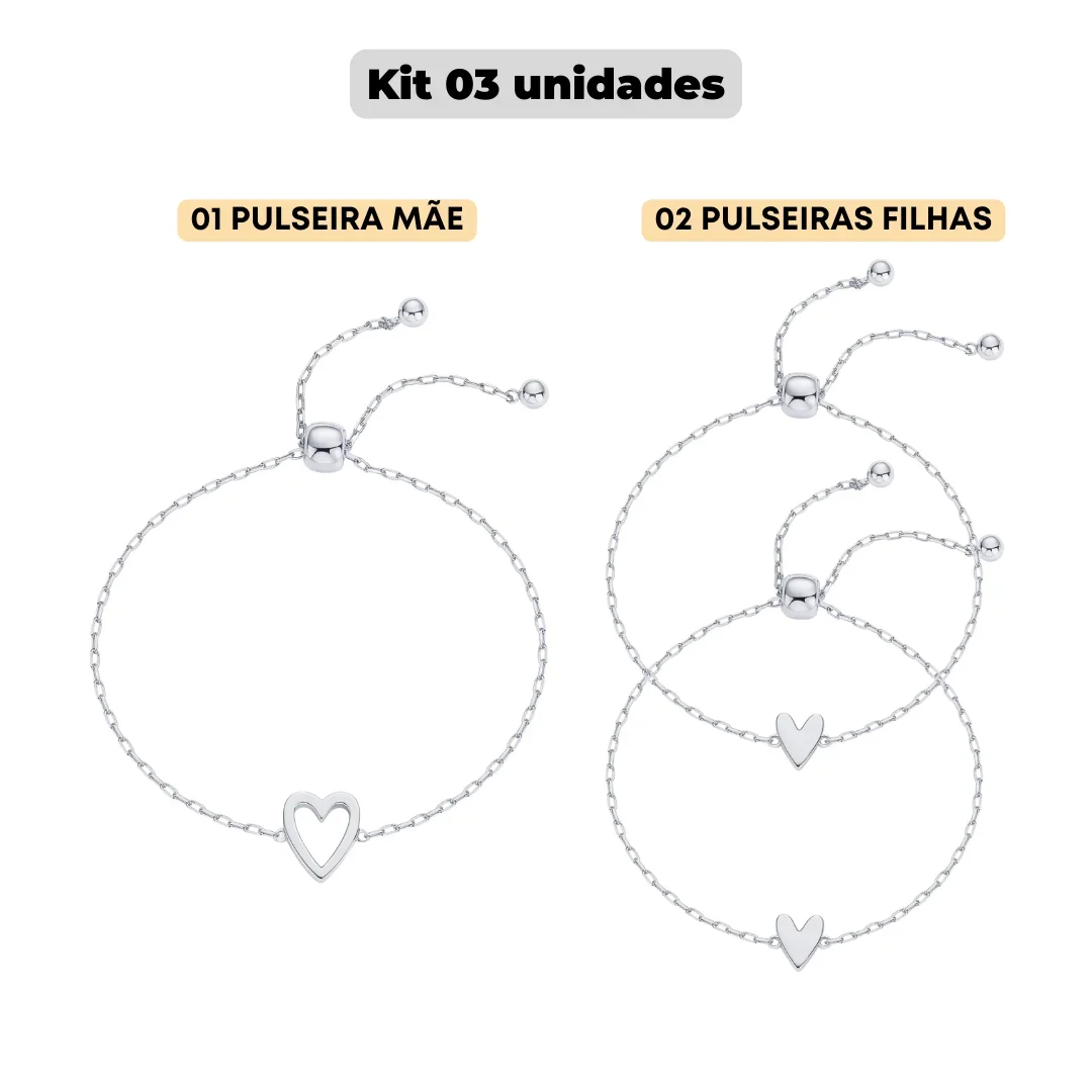 2/3pcs 14K Gold Plated Stainless Steel Matching Heart Solitaire Bracelet Set for Women Mother Daughter Friendship jewelry gifts