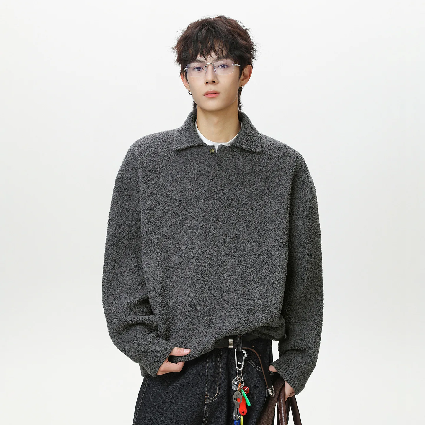 

Осень-зима, новая мода, мужские однотонные отложные воротники с длинным рукавом, простые базовые повседневные модные вязаные пуловеры, мужские топы