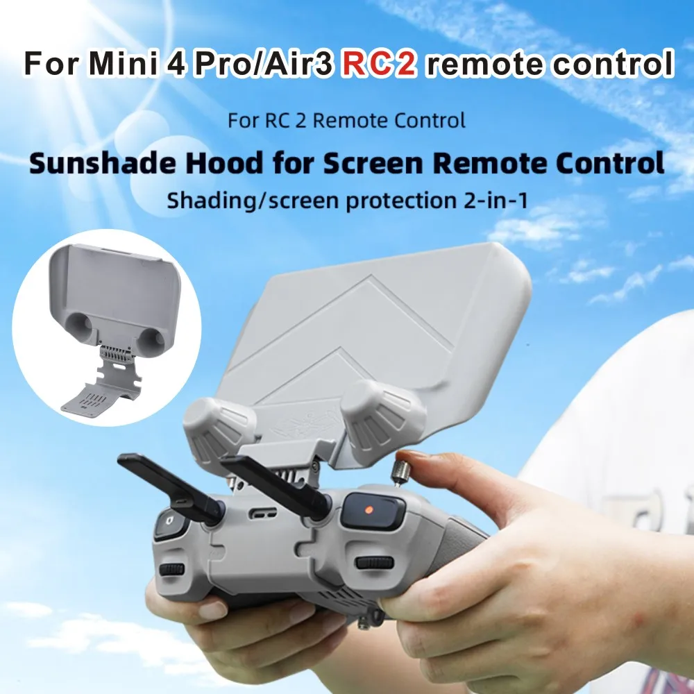 For DJI Mini4 Pro RC2 with screen remote control hood AIR3 RC2 sunshade protection cover 2-in-1 light shield accessory