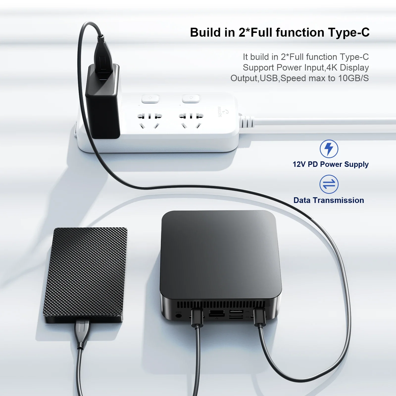 T9H PC Mini Intel Twin Lake N150 WIFI5 Windows 11 Komputer Saku Ultra Kecil SSD Ganda Fungsi Penuh Tipe-c 4K 60Hz Output RGB