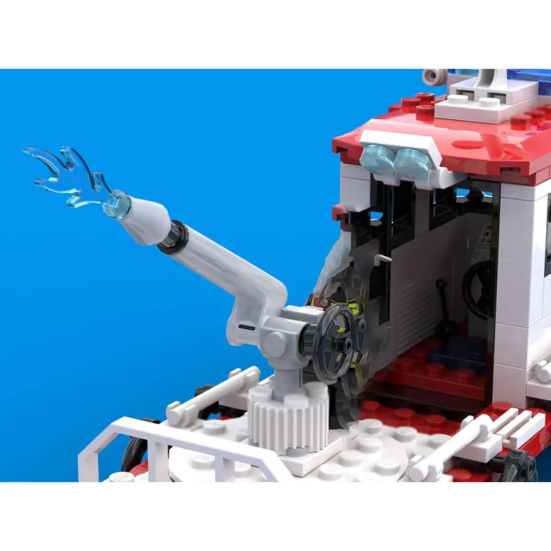 قارب إطفاء كلاسيكي وحدات من Moc لبنات البناء (رقم السفينة. 4) كتل تكنولوجيا النموذج لعيد الميلاد DIY لعبة البناء هدايا العيد #6