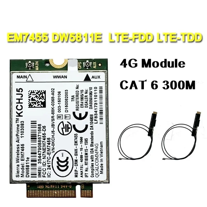 Módulo 4G Cartão 4G, e7270, E7455, DW5811E, FDD, TDD, LTE, CAT6, Gobi6000, Cartão de WLAN para E7270, E7470, E7370, E5570, E5470