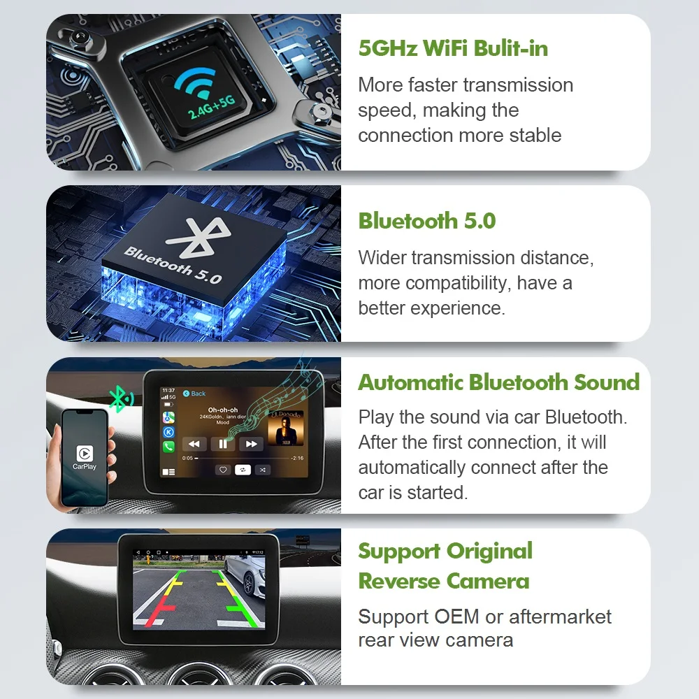 ISUDAR Wireless Carplay Decoder for Mercedes Benz NTG5.0 C GLC CLA GLA Class W205 2015-2018 Support Android Auto google voice