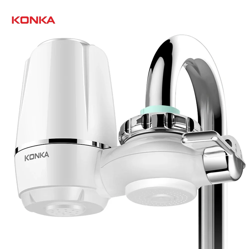 KONKA Faucet Tap Water Purifier Filter for Home Kitchen, Removable Washable Small Physical Filtering