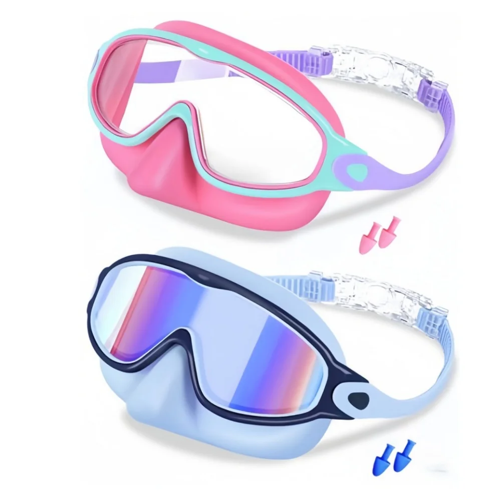 

2 Pack Kids Swim Goggles with Nose Cover, Anti-Fog UV Protection Swimming Goggles for Kids Youth 3-15