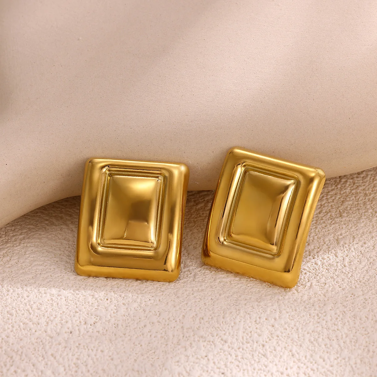 Vintage Geometric Square Earrings For Women Gold Plated ‌Stainless Steel Rectangular Earring Wedding Party Fashion Jewelry Gift
