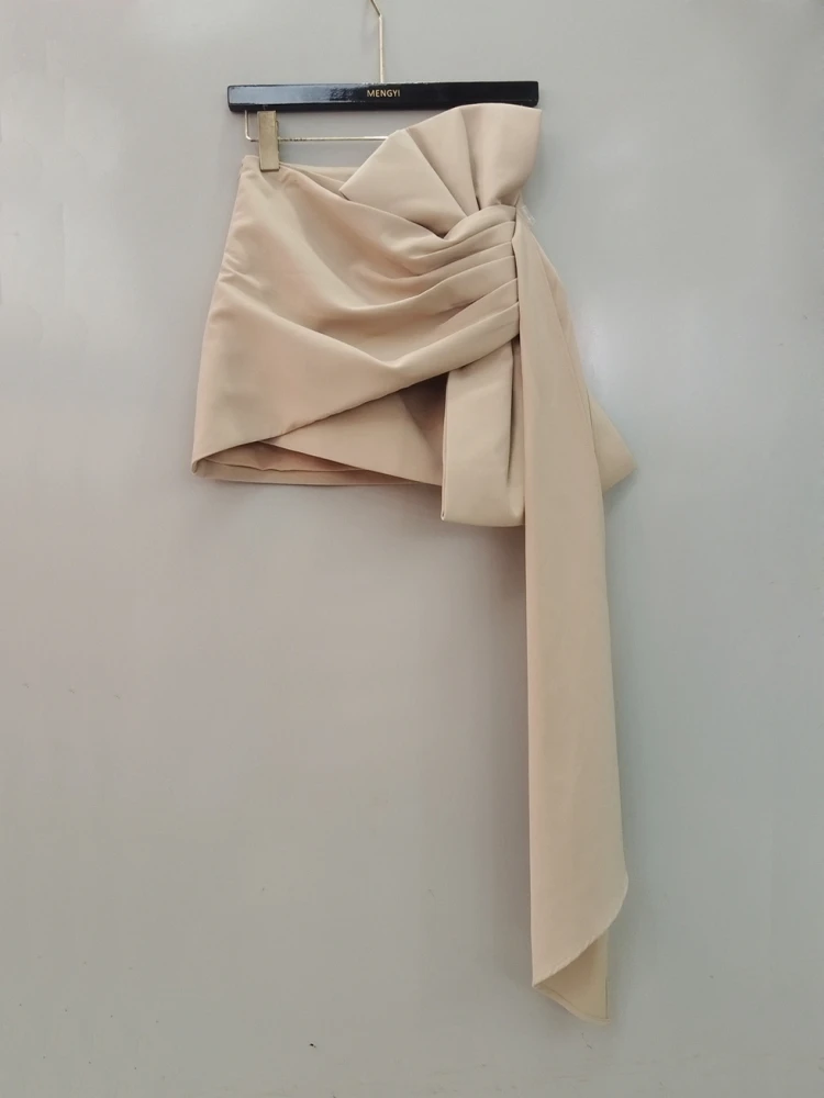 

Асимметричная юбка А-силуэта для женщин с плиссированным дизайном и вставками, уличный стиль, высокая талия, короткие юбки, женская мода