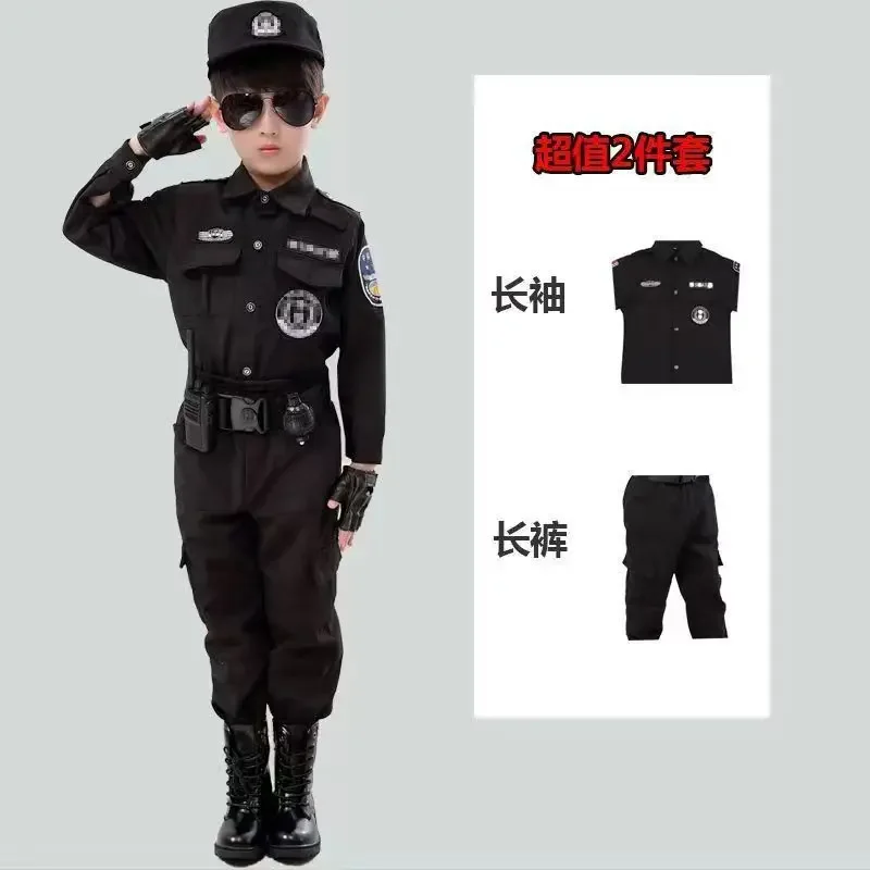 New Halloween Children Policeman Cosplay Costume Boys Girls Kid Police Uniform Army Policemen Clothing Sets Party Dress Up Gift view 5