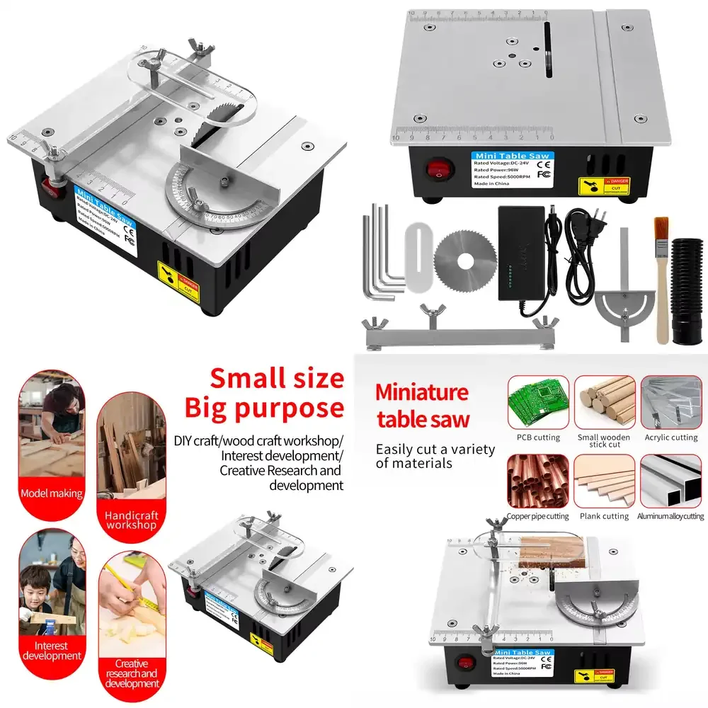 

Wood Metal Cutting Core Motor Blade Electric Mini Table Saw Aluminum Alloy Small Desktop Cutting Machine