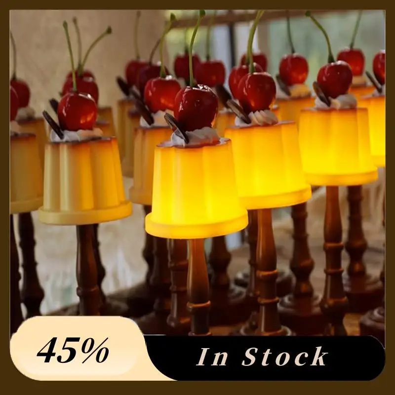 A60Z Top Pudding Light Night Light Mini Retro 2 pezzi carino con lampada da tavolo a batteria, arredamento della camera, regalo per ragazzi e ragazze