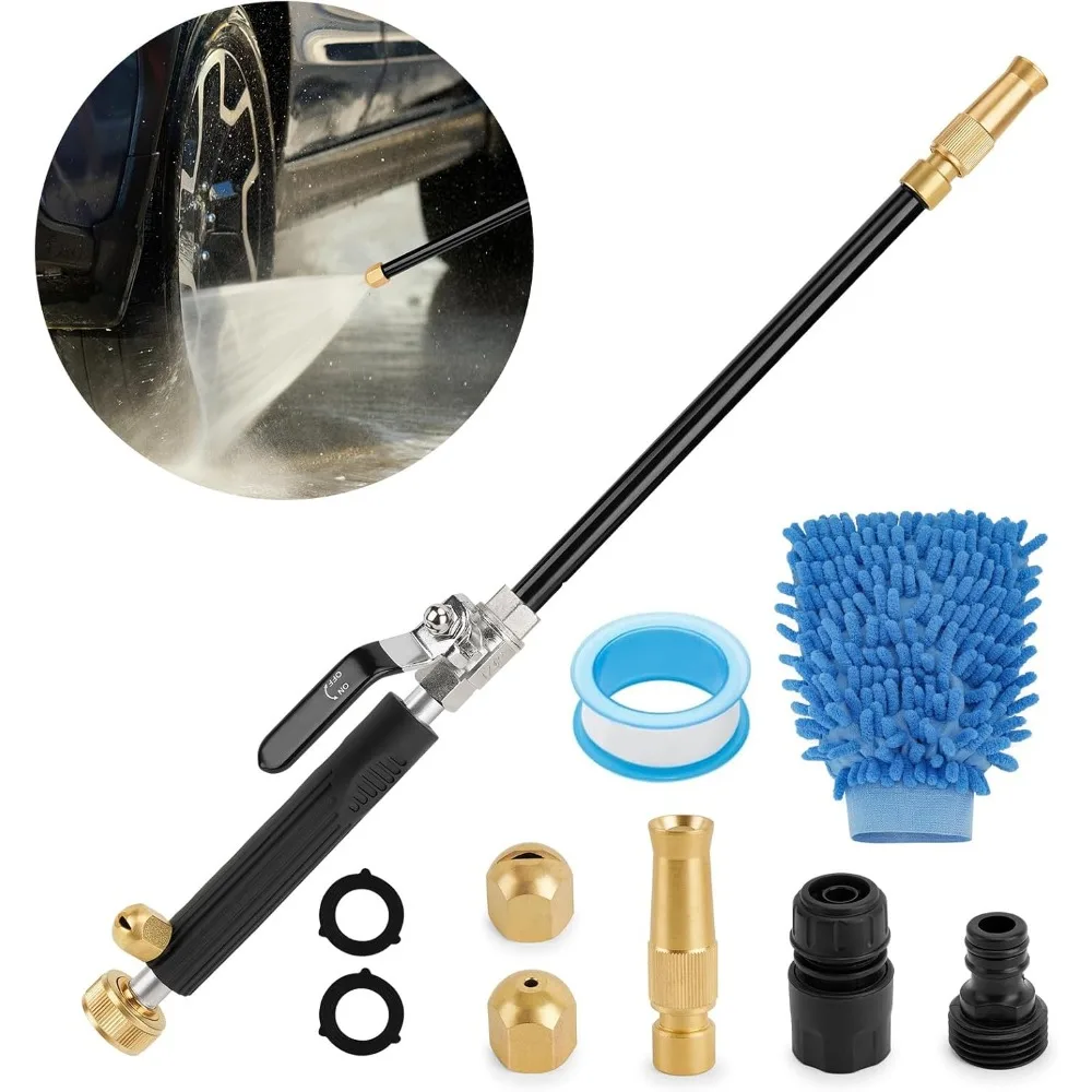 

High Pressure Washer Wand,Hydro Jet Water Hose Nozzle,Heavy Duty High Power Water Wand - Pressure Washer Gun Attachment - Garden