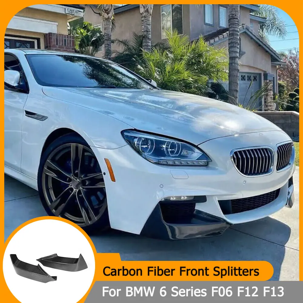 for BMW 6 Series F06 F12 F13 640i 650i M Sport 2012-2017 Carbon Fiber Front Bumper Splitters Lip Front Chin Splitter Protector