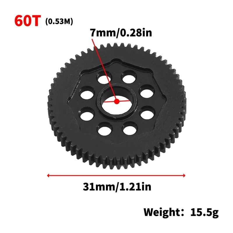 Lcレーシングオフロード車ショートカードアップグレード交換部品、60tメタル大型減速ギア、大型歯、1/14