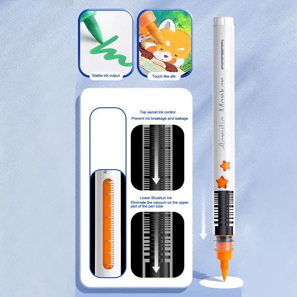 12/24/36/48Colors Children Acrylic Pen Direct Liquid Waterproof Drawing Painting Pen Stationery Paint Permanent