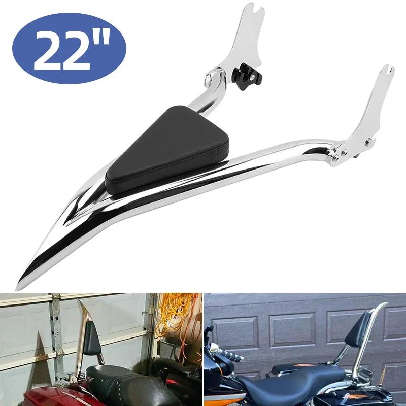 

22" Detachable Motorcycle Passenger Backrest Sissy Bar Seat Backrest For Harley Touring Road King Road Street Glide FLHT 97-08