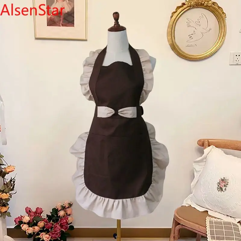 

Princess Style Apron Kitchen Cooking Anti-pollution Smock Aprons Hairdressing Nail Beauty Work Clothes Home Pollution Prevention