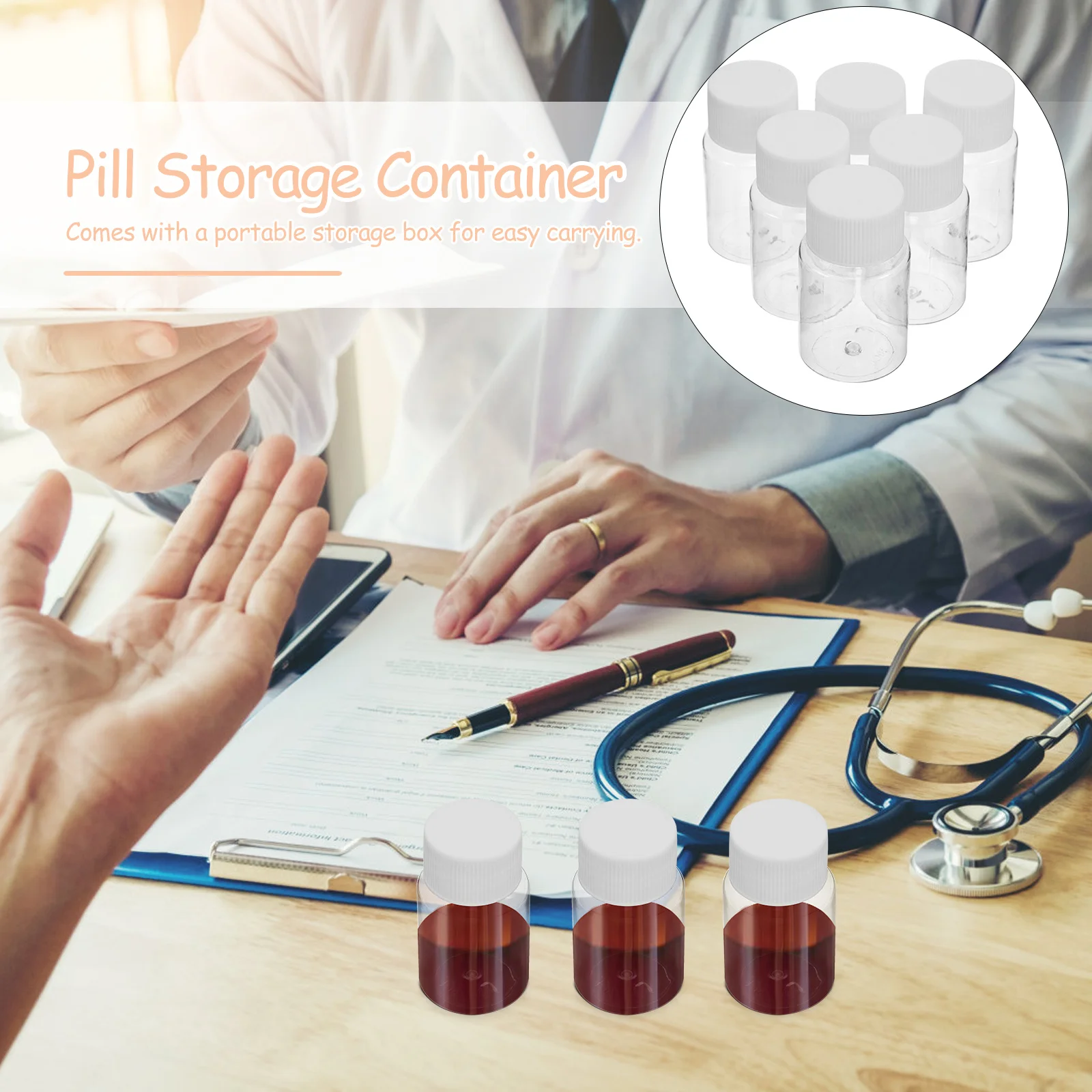 6 قطع من زجاجات الأدوية البلاستيكية الشفافة، قوارير كبسولة، حاويات تخزين صغيرة شفافة، منظم سائل محمول للسفر #5