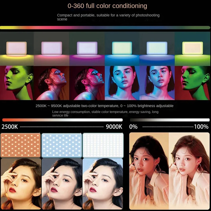 ไฟ LED โทรศัพท์มือถือขนาดเล็กไฟเซลฟี่ไฟหรี่แสงได้ RGB เติมแสงสำหรับสมาร์ทโฟนหลายรุ่น