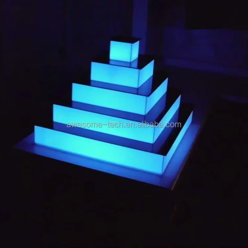 LED Pyramid Lighthouse Light Tower Acrylic Cake Stand IP65 Protection Level Full Color Color Changing Mode Wedding and Holiday